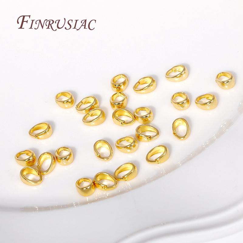 18K Gold Plated Brass Metal Smooth Pendant Bail For Necklace Making Pinch Bails For Pendants Clasps Hook Clips