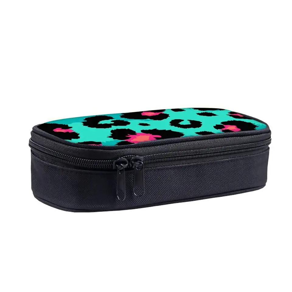 Pink Leopard Print Layered Fabric Pencil Case 3D Cartoon Pen Bag Best Gift for Boys/Girls School & Office Use