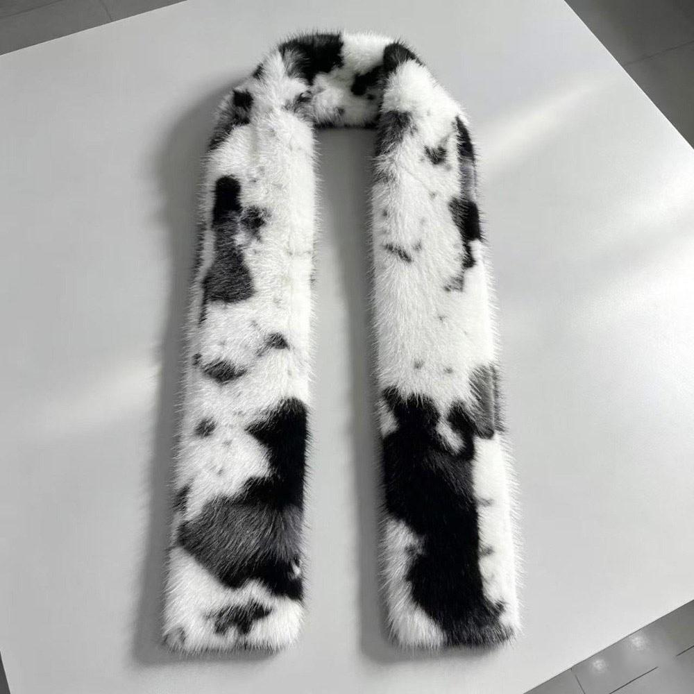 Leopard Print Faux Fur Scarf Double-Sided Long Scarf New Neck Scarf  Women Girl
