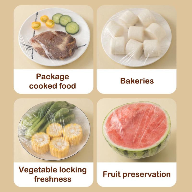 100 Stück/Box Einweg-Frischhaltefolienabdeckungen in Lebensmittelqualität Kühlschrank-Reste-Frischhalteabdeckungen Können aufgehängt und abgenommen werden