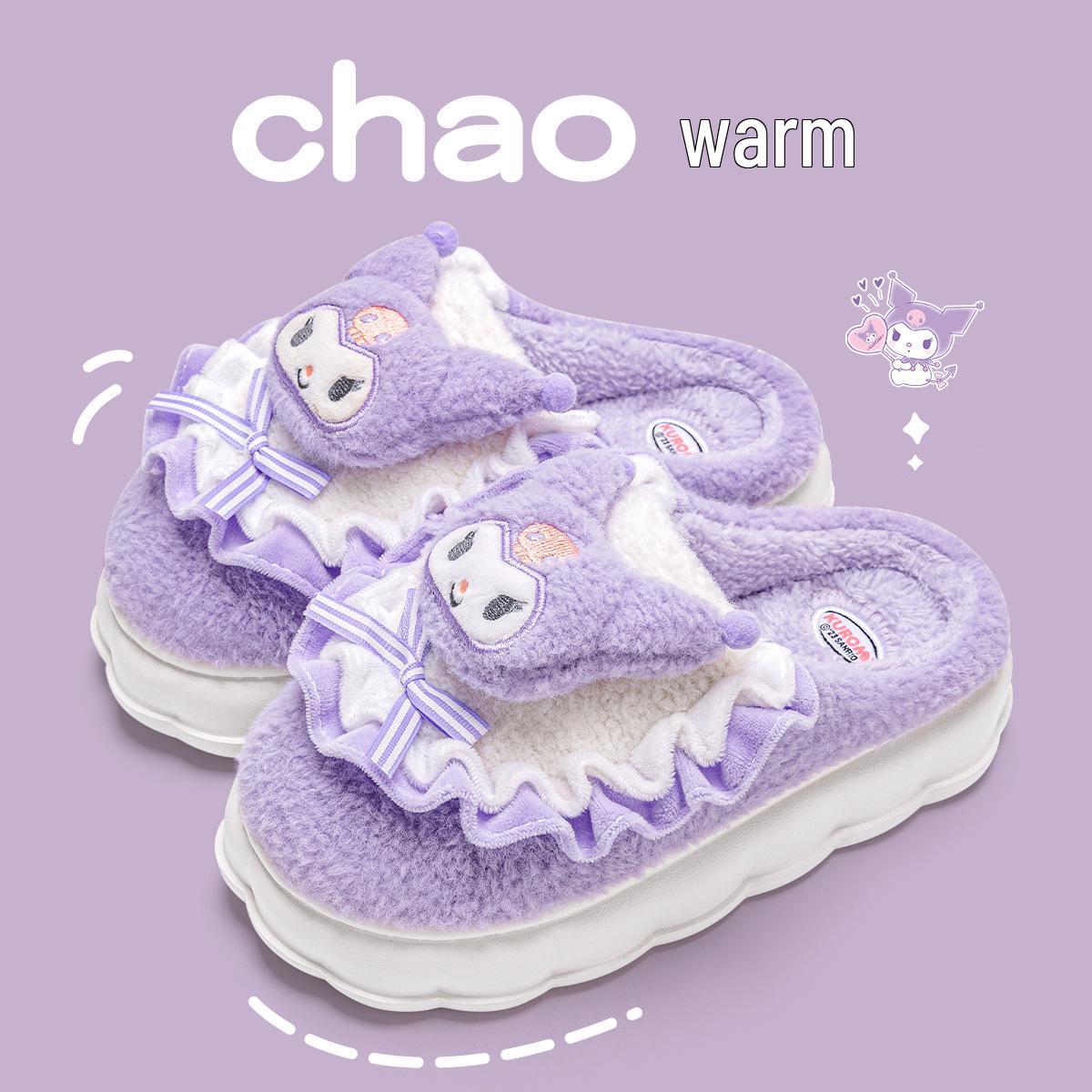 

Затишні жіночі пухнасті плюшеві капці Cinnamoroll - Миле бавовняне зимове домашнє взуття для осені та зими 2025. 34-35 (Inner length 21.5cm)