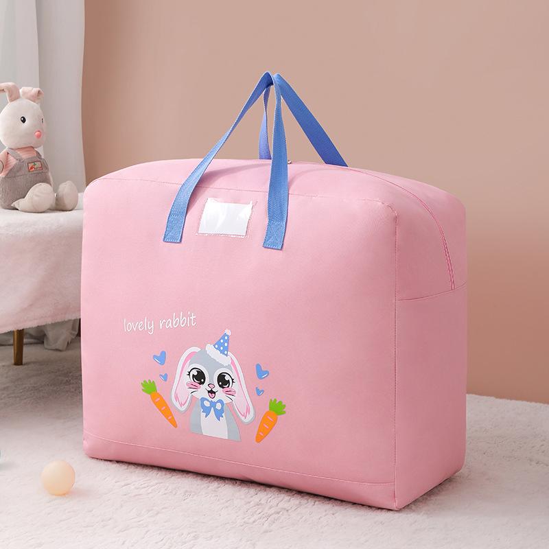 

Quilt Cotton Cartoon Bag Large Capacity Organizing Bag Handbag Storage Luggage S рожевий
