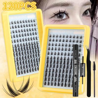 Natürliche C-Schwung Einzel-Falsche Wimpern: 120 Büschel, 10-16mm, DIY Dichte Segmentierte Wimpern