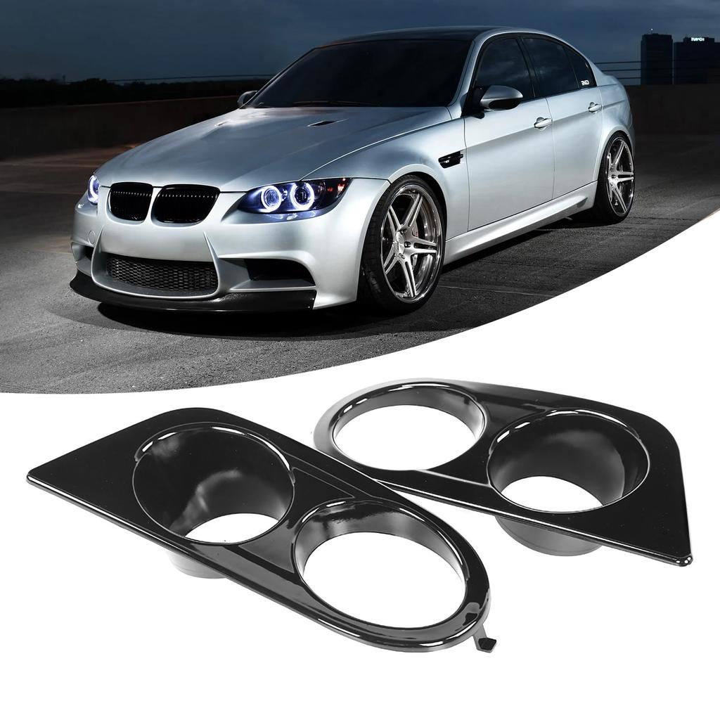 2pcs Front Bumper Foglight Cover Dual Holes Car Accessory Fit for E46 M3 2001?2006Glossy Black