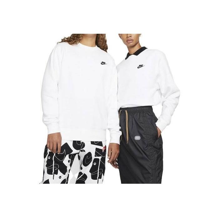 

Nike Спортивная одежда Club флисовый свитер с круглым вырезом белый/черный унисекс уличная одежда BV2662-100 XS