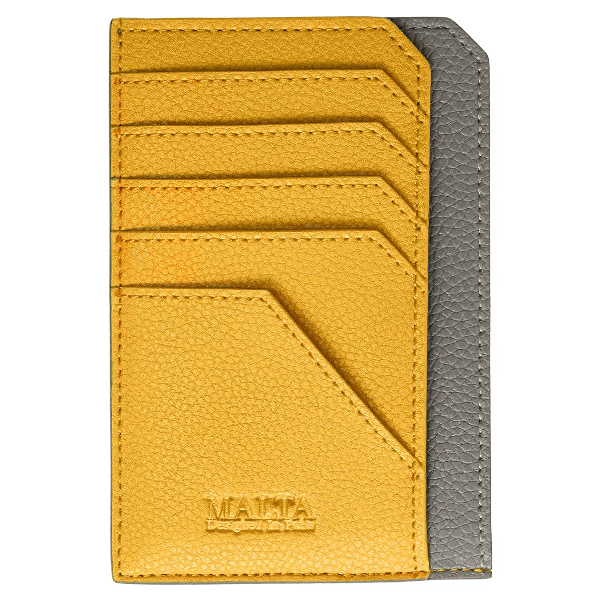 

MALTA Чехол-портмоне, Внутренний держатель для карт, Тонкий мини-кошелек для женщин, Коровья кожа, Большая вместимость, Тонкий кошелек для монет, Умный кошелек, ЖелтыйСерый