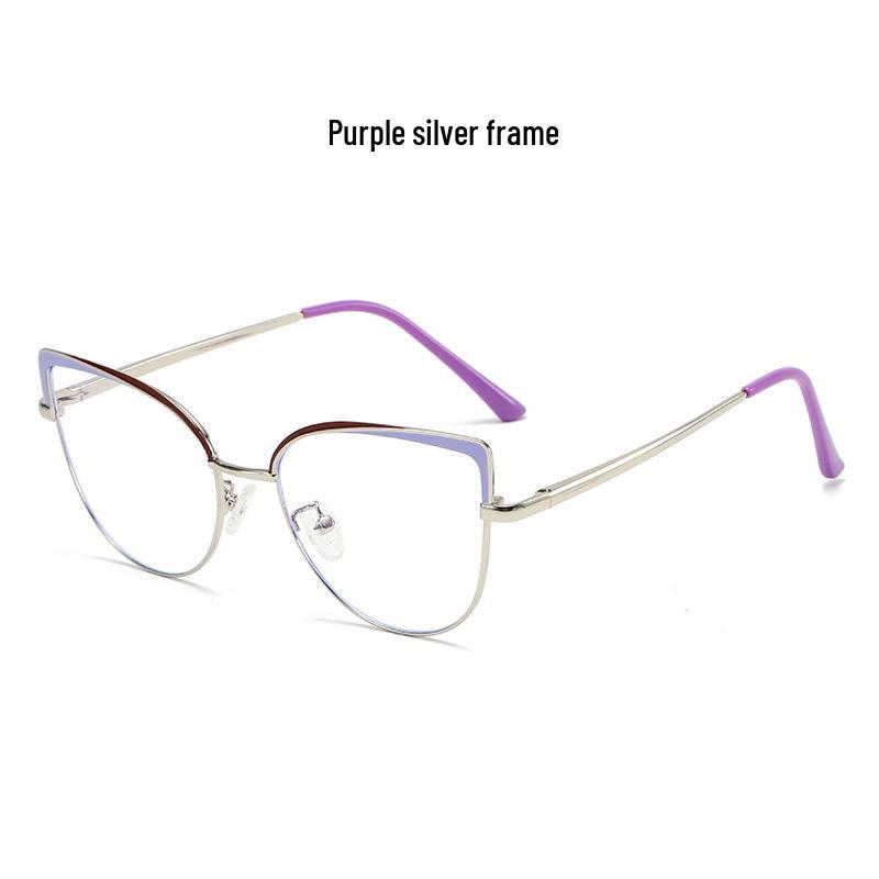 2025 Two-Tone Cat-Eye Glasses: European & American Style, Bare-Face, Color-Changing, Blue Light Blocking. Blue Light Blocking
