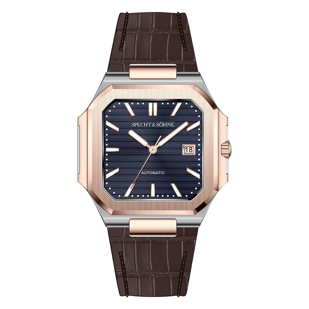Specht & Söhne 2025 New Luxury Men's Watch 41MM Rose Gold Automatic Mechanical Wriswatch Genunie Leather Sports Watches 5Bar