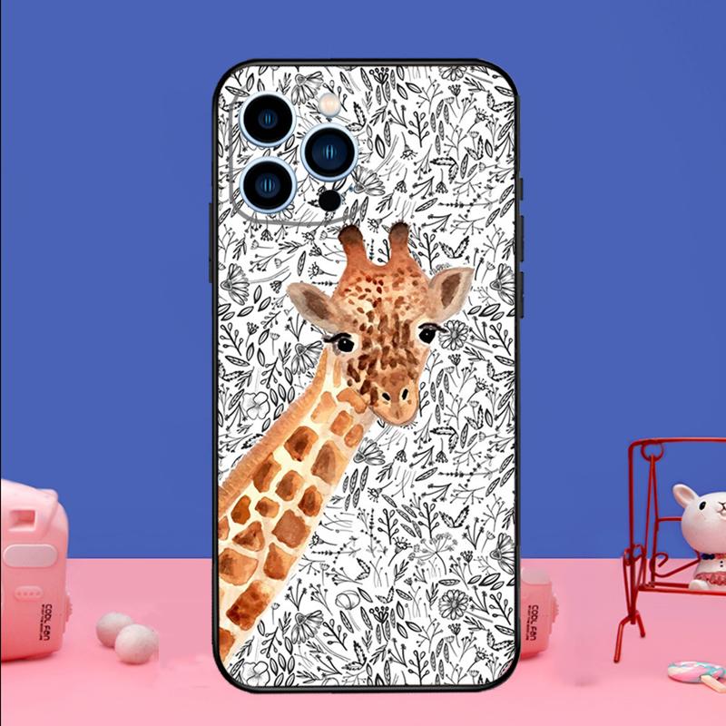Cute Cartoon Giraffe Phone Case For iPhone 17 Air 16 15 14 11 12 13 Pro Max 13 mini 15 16 Plus 16e Bumper Cover