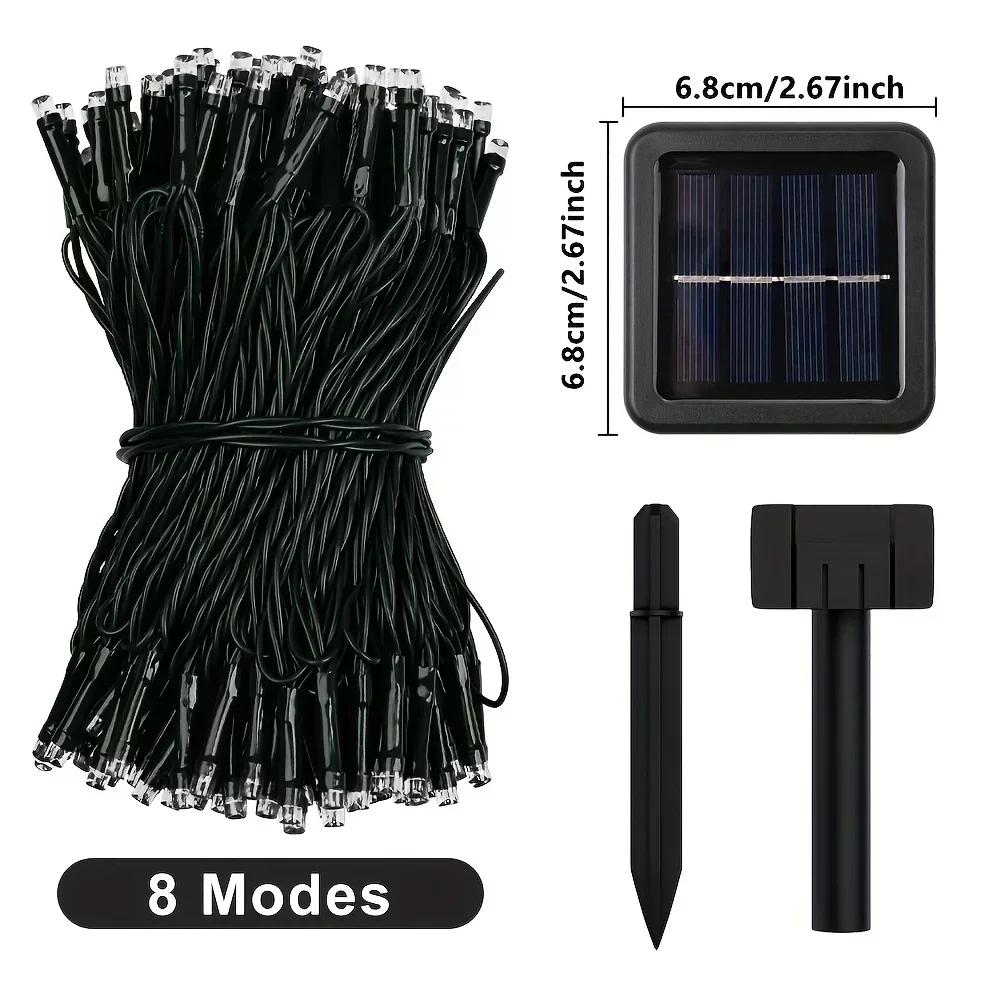 8 Modes Solar LED String Lights 50/100 LEDs, Waterproof Fairy Lights for Outdoor Garden Christmas Party, Wedding Decoration