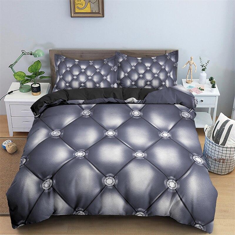Digital 3D Printed Three-Piece Deluxe Abstract Geometric Covered Ultra Fiber Diamond Bedding