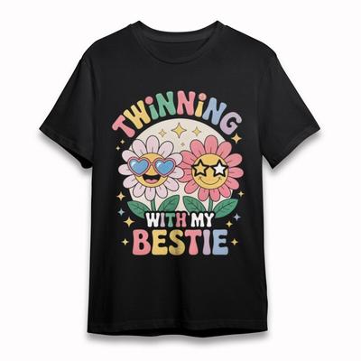 Women's Soft Comfy Classic T-Shirt Bestie Flower Power Graphic Plus Size Tee USA