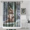 Cute Baby Elephant Shower Curtain Waterfall Scene Design Bathroom Decor Jungle Theme Waterproof Bath Curtain