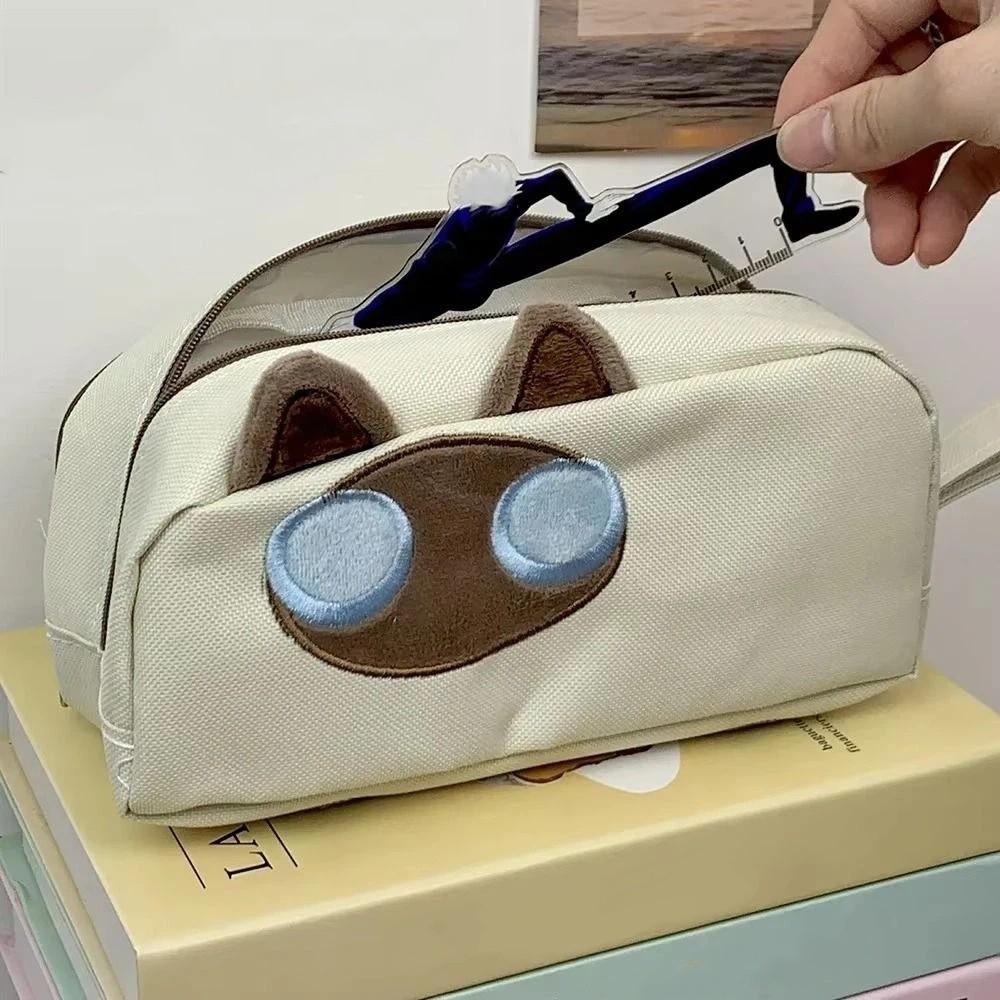 Cute Capybara Pen Case Animal Shaped Cartoon Pencil Box Portable Black Cat Pencil Bag  Office