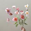 Silk Poppy Flower Flocking Simulation with 4 Heads for Decorative Photography