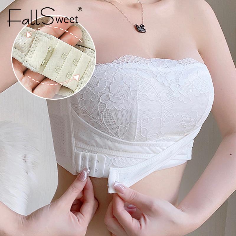 Plus Size Bez ramínek Trubkový top Dámské Sexy Krajkové spodní prádlo Bezešvé Bezdrátové podprsenky Protiskluzová Nevyztužená Podprsenka Sexy Dámské Spodní prádlo