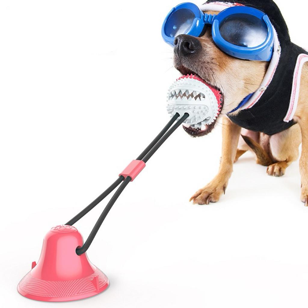 Manufacturer Eco-Friendly Interactive Fun Pet Molar Chew Bite Ball Suction Cup Elastic Rope TPR Dog Chew Toys Outdoor