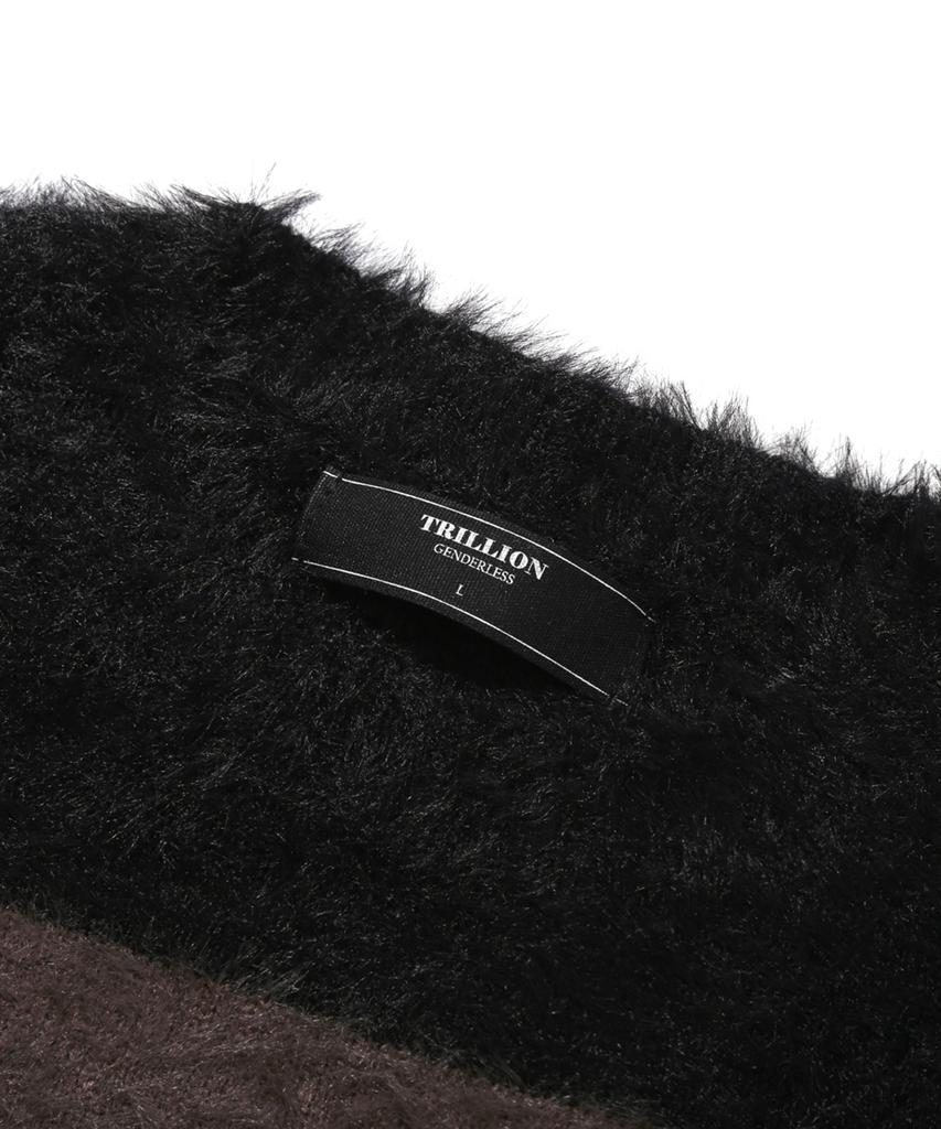 TRILLION Hairy Brush Stripe Crew Neck Knit (Ash Gray)