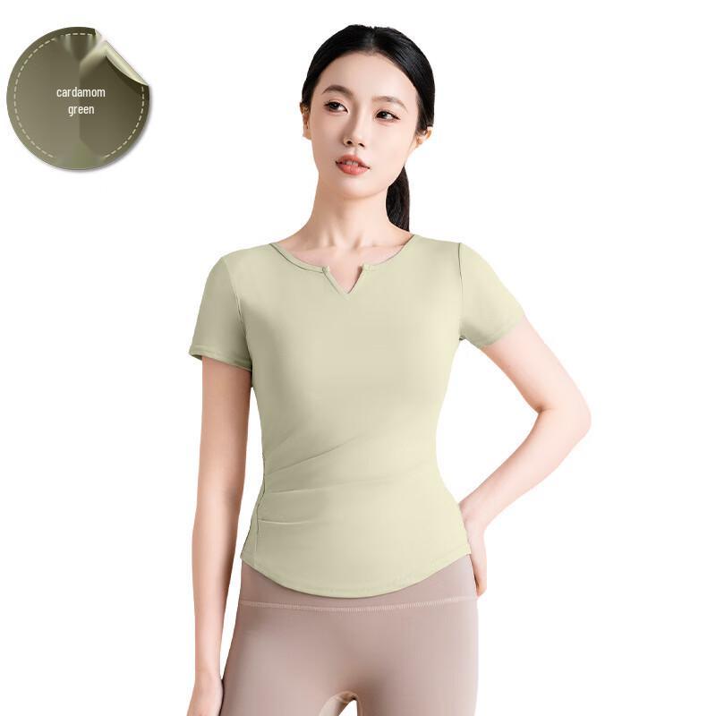 Women s V-neck Pleated Short Sleeve T-shirt