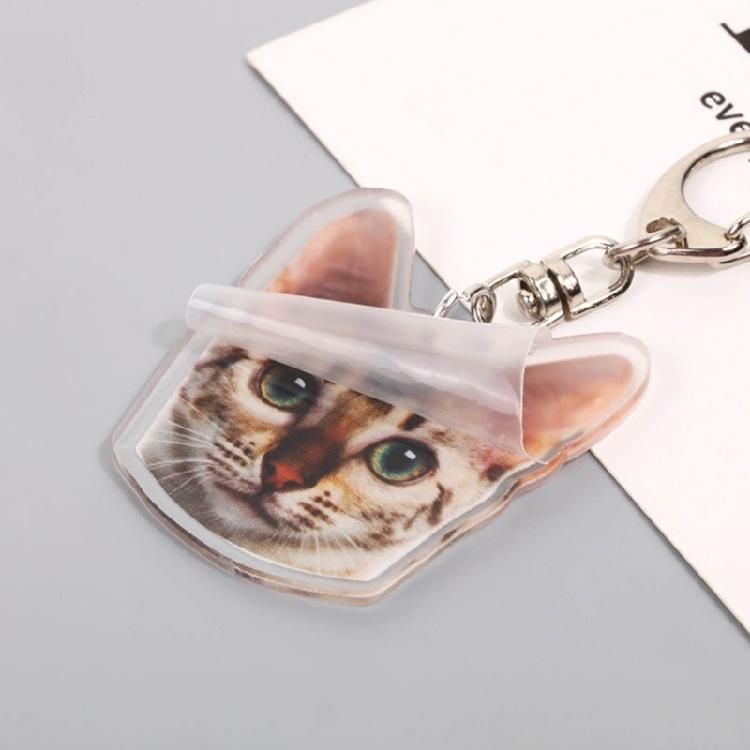 Cartoon Cat Pendant Lovely Animal Shaped Keychain Acrylic Keyring Bag Ornament