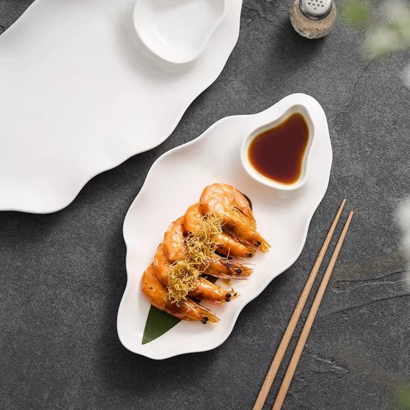 BEPAN Irregular Shape Tableware Restaurant Creative Simple Ceramic Plates Exquisite Artistic Conception Dishes Cold Dishes