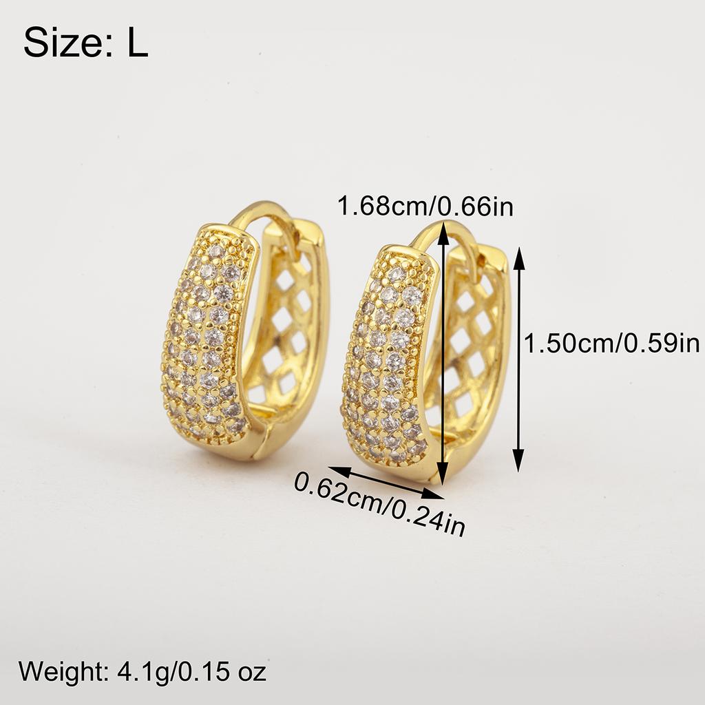 Nidin Light Luxury White Zircon Angular Hollow Round Hoop Earrings For Women Female Fashion Temperament Ear Jewelry Party Gifts