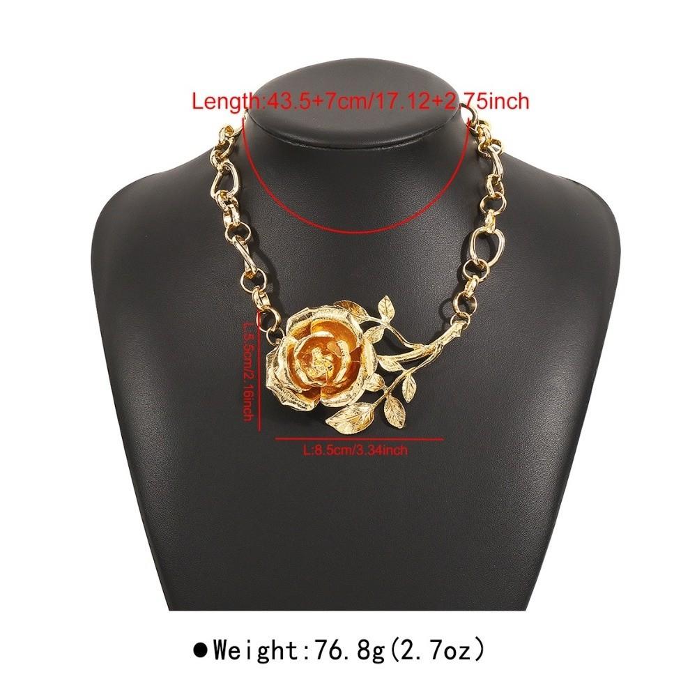 Große Grobe Rose Anhänger Halskette Überzogene Blume Halskette Schlüsselbein Kette Geschenk Schmuck