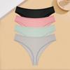FINETOO 4Pcs Cotton Ribbed Underwear Women's Sexy Low-Waist Breathable Thongs Girls Sports Panties Stretchy T Back Soft Lingerie