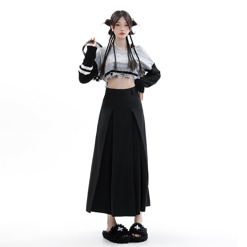 Skirts Women Chic College All-match Autumn Basic Midi Popular Korean Style Fashion Ladies Clothing Pleated Faldas Vintage