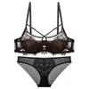 Damen Französische Wimpernspitze Übergröße Push-Up Dessous-Set