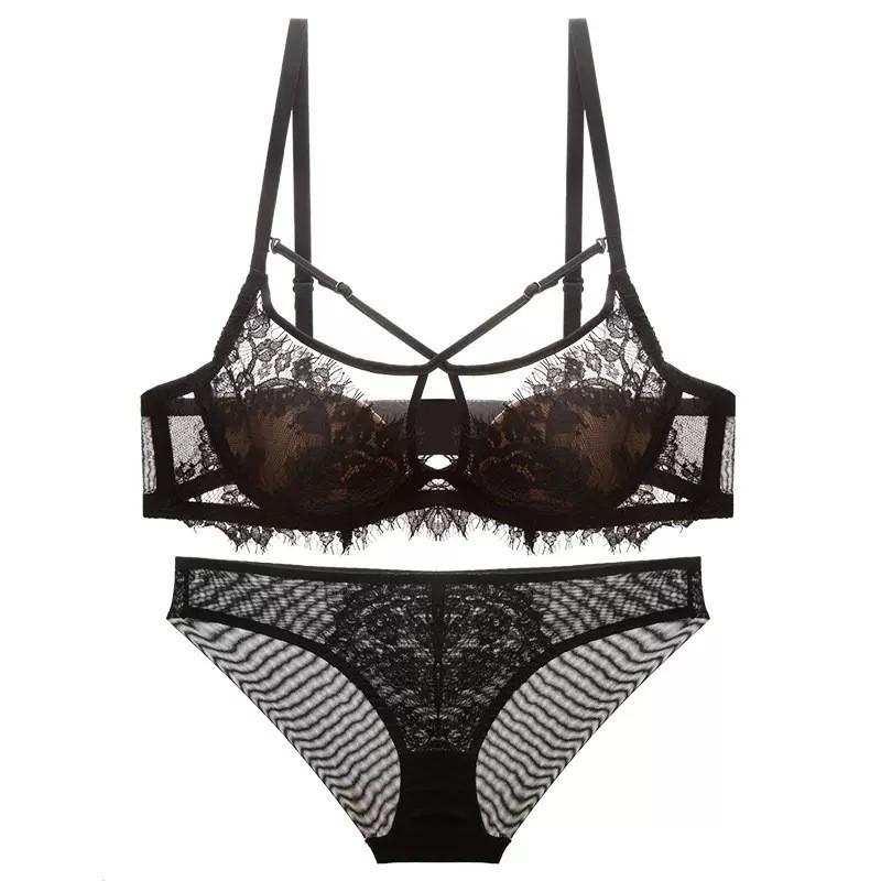 Damen Französische Wimpernspitze Übergröße Push-Up Dessous-Set