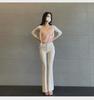 South Korea Dongdaemun Women's Slim Fit High Waist Flared Pants - Slimming & Leg-Lengthening Casual Trousers