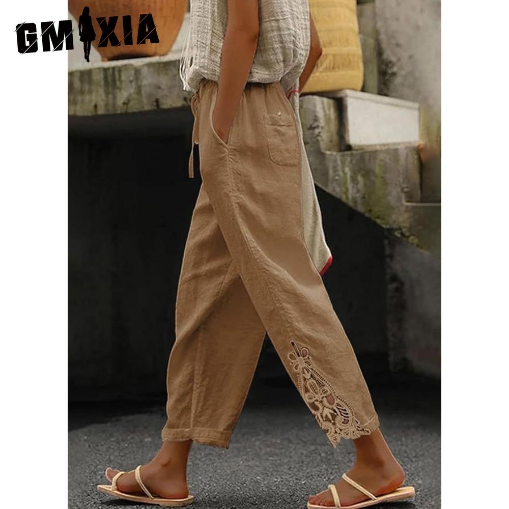 

GMXIA Женские модные повседневные брюки и капри с однотонным принтом XXL хаки