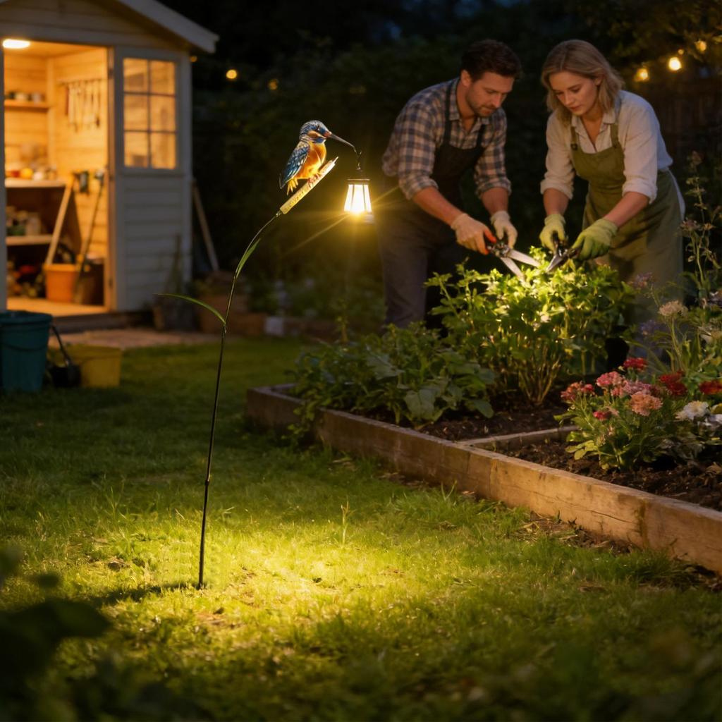 Solar Garden Statues Solar Powered Kingfisher Light Pathway Waterproof Lantern for Garden Yard Patio Backyard Porch Lawn Walkway