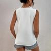 Women's Lace Patchwork Top Satin Shirt, Spring and Summer Loose Sleeveless Blouses & Shirts