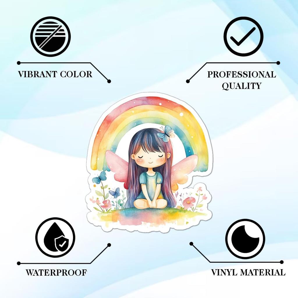 100PCS Fairy Stickers – Cute Fairycore Cottagecore Vinyl Sticker for Journals, Laptop, Water Bottles, DIY Crafts, Birthday Parties, and Daily