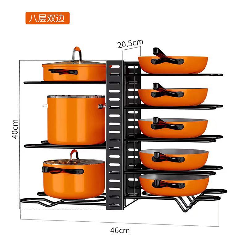 Pots And Pans Organizer Rack Multi-Layer Iron Wire Bilateral Pot Cover Storage Rack Pots Lids Storage Holder Kitchen Accessories