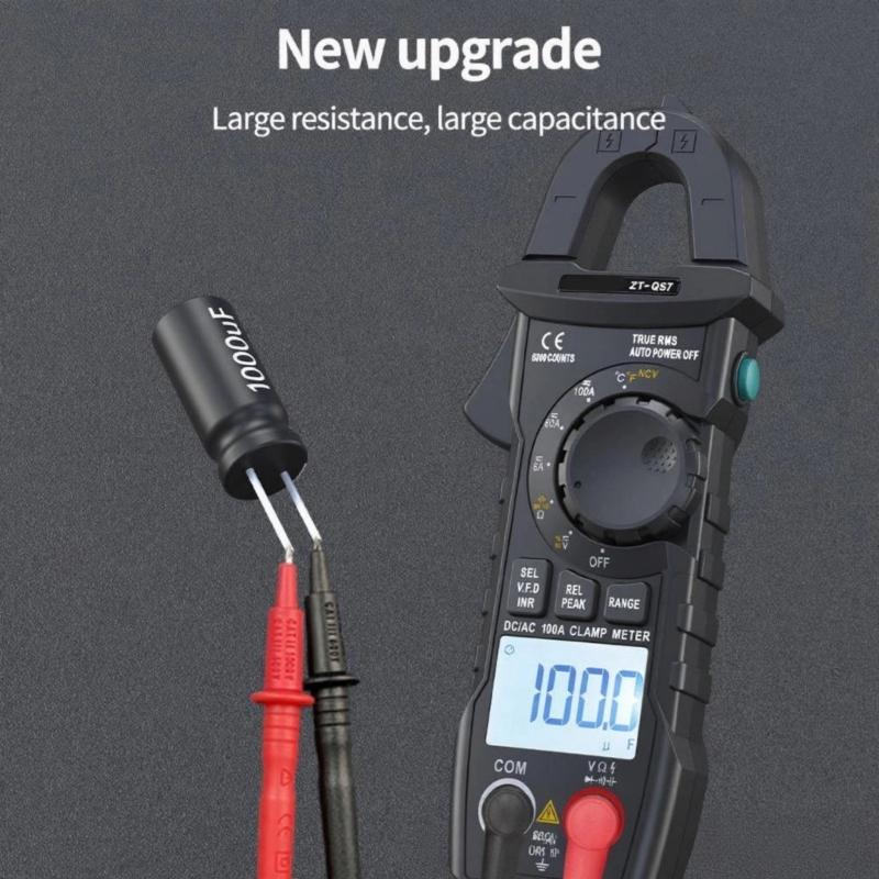 6000 Counts Professional Handheld Clamp Multimeter With Auto Off Data Hold Backlit Display And Overload Protections