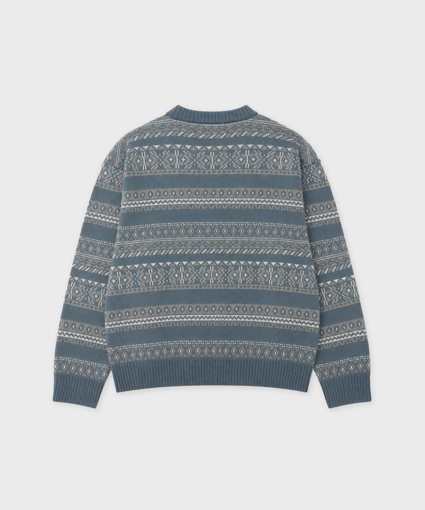 WORK ON BODY OFF Decor Semi-Overfit Fair Isle Knit [Blue]