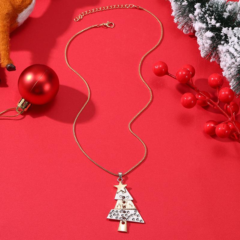 New Alloy Christmas Tree Long Earrings Women's Carnival Fashion Stud Earrings Necklace Holiday Ear Ornaments