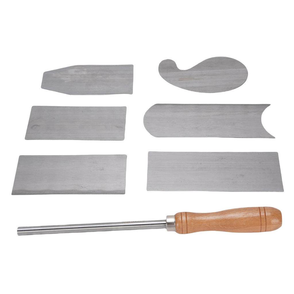 6PCS Multi Shaped Card Scraper Set Manganese Steel Cabinet Scraper Cards with Burnisher for Woodworking Project
