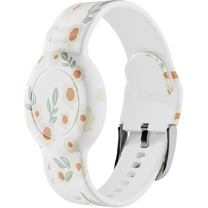 for AirTag Bracelet for Kids, Waterproof Cute Print for Air tag Holder for Kids with Soft Silicone Full Coverage Anti-Lost Hidden for Airtag