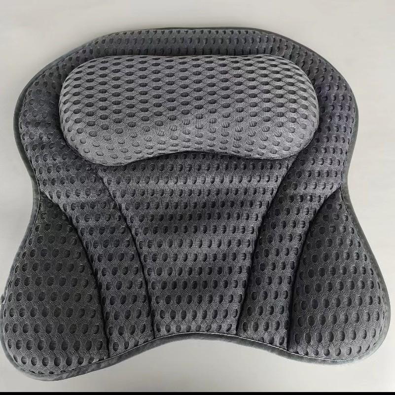 In Stock 4D Machine Washable Bath Pillow with 6 Suction Cups for Back Support