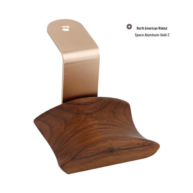 Solid Black Walnut Over-Ear Headphone Stand - Simple Wooden Display Hanger