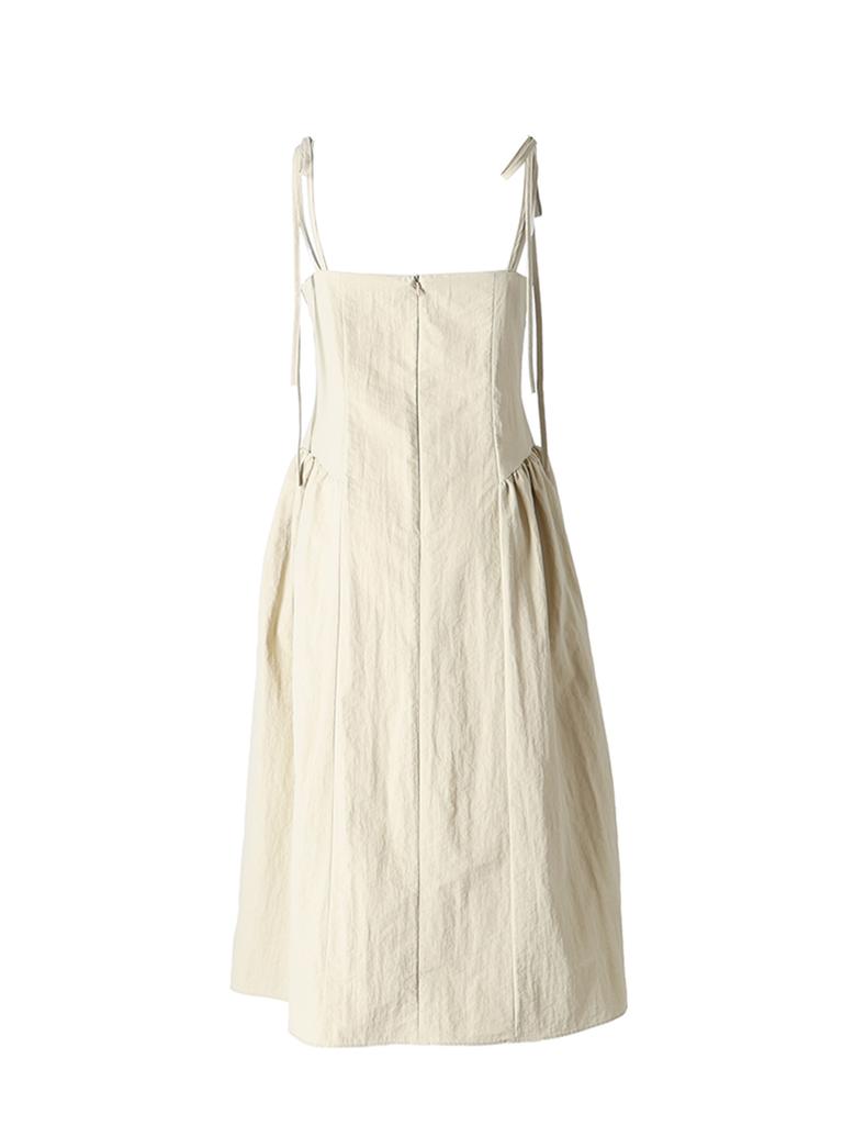 Bemon Ribbon Detail Sleeveless Dress_Beige