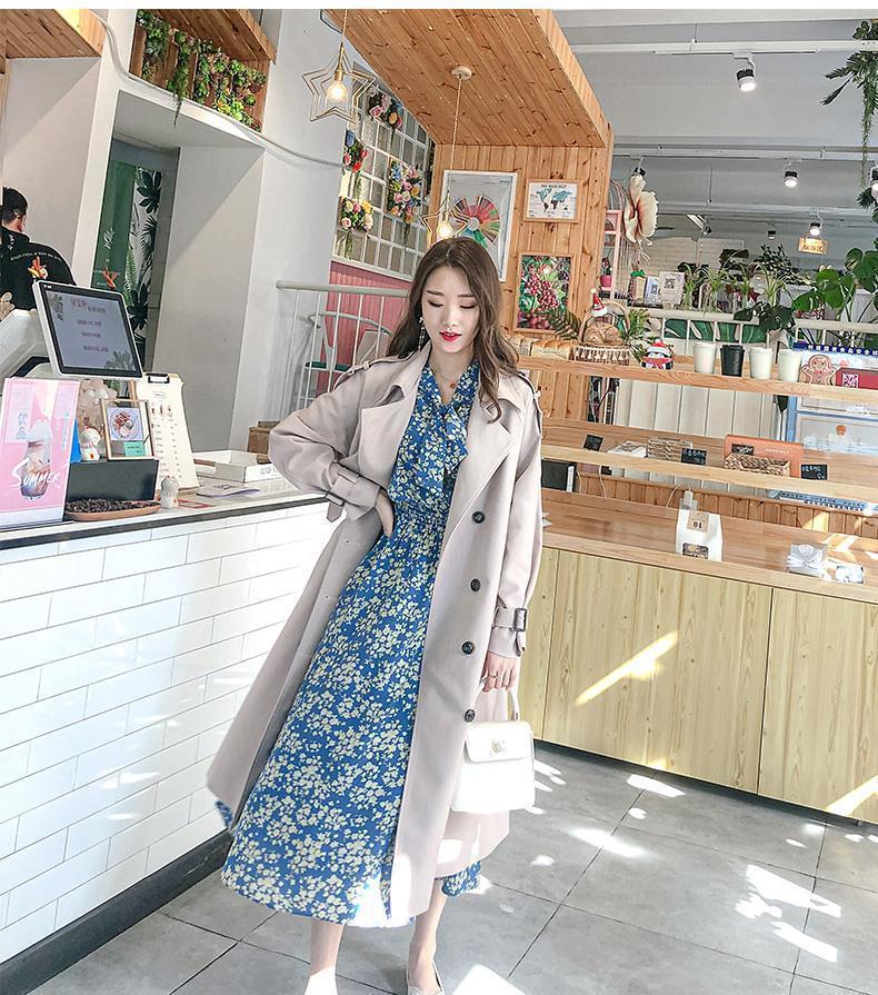 2025 Autumn Trendy Mid-Length Trench Coat for Women: Over-the-Knee, Elegant British Style