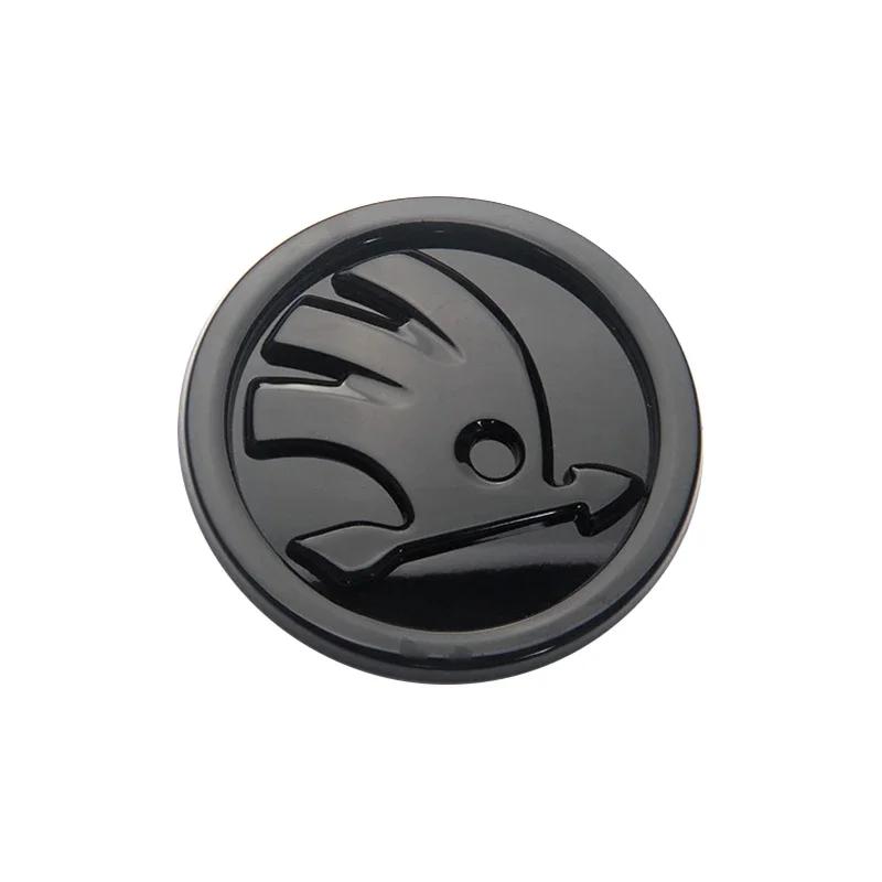 2025 New 2pcs 80mm/90mm 3D Car Emblem Badge Hood Front Rear Trunk Logo For Skoda Fabia 1 2 Octavia A7 RS Superb Rapid Yeti Karoq