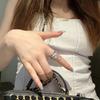 New Trendy Luxury Geometry Shiny Zircon Multi-layered Finger Gold Color Stainless Steel Couple Ring for Women Men Jewelry Gift
