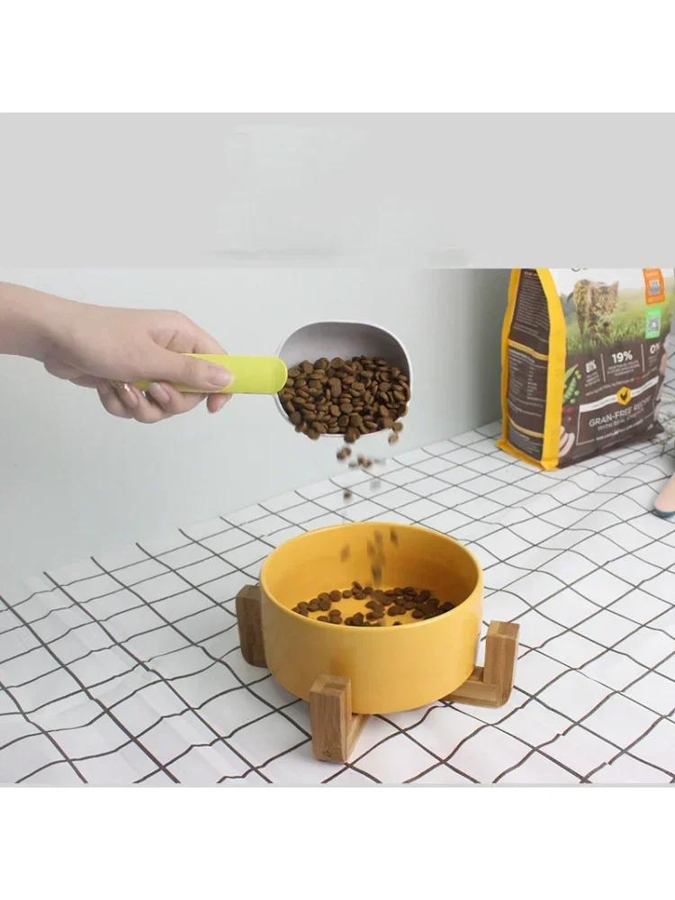 Pet Feeding Spoon Multi-function Fashion Cat Dog Food Shovel Scoop With Sealed Bag Clip Design Creative Measuring Cup Pet Feeder