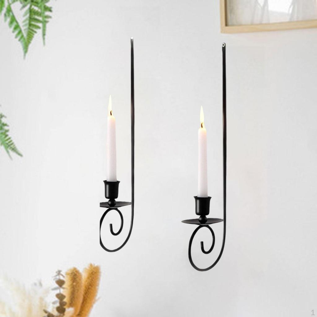 2Pcs Wall Sconce Candle Holder Minimalist Iron Hanging for Sticks Candles Mounted